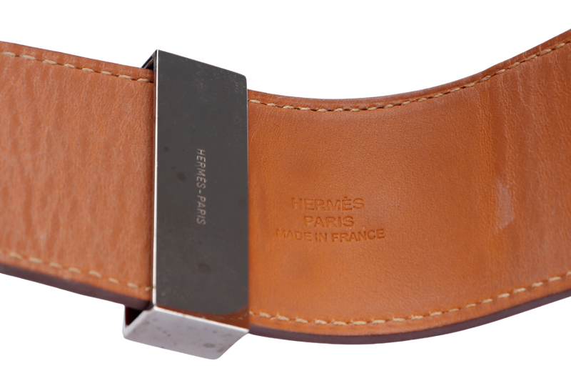 Hermes CDC Bracelet (Stamp A), Marron Leather, Silver Hardware, no Dust Cover & Box