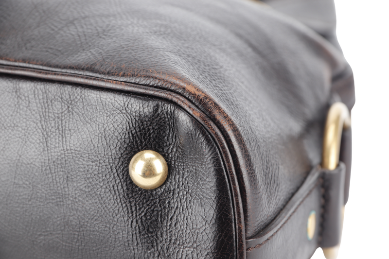 YVES SAINT LAURENT (YSL) MUSE SHOULDER BAG DARK BROWN CALFSKIN LEATHER GOLD HARDWRE WITH PADLOCK AND KEYS NO DUST COVER