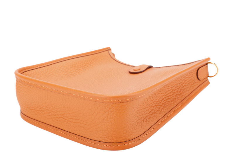 HERMES MINI EVELYNE ORANGE COLOR CLEMENCE LEATHER WITH GOLD HARDWARE STAMP B (YEAR 2023) WITH STRAPS, DUST COVER AND BOX