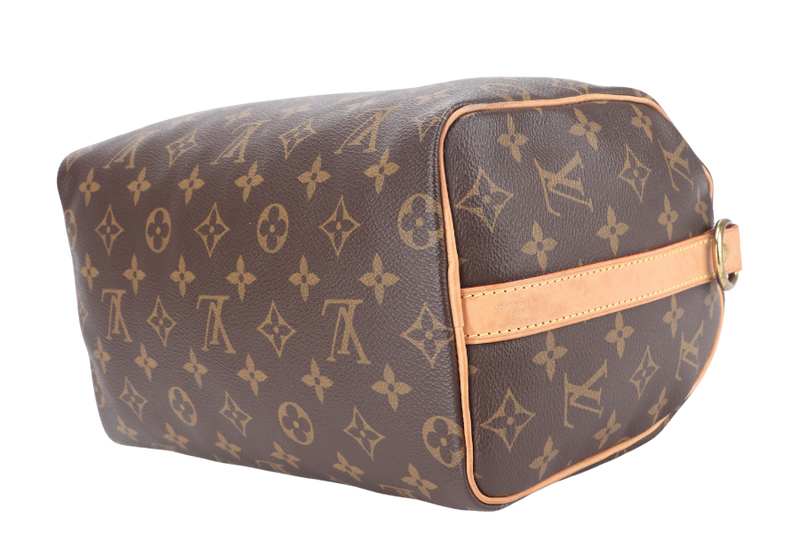 LOUIS VUITTON M46997 SPEEDY BANDOULIERE 25 MONOGRAM COATED CANVAS GOLD HARDWARE WITH PADLOCK AND KEYS NO DUST COVER