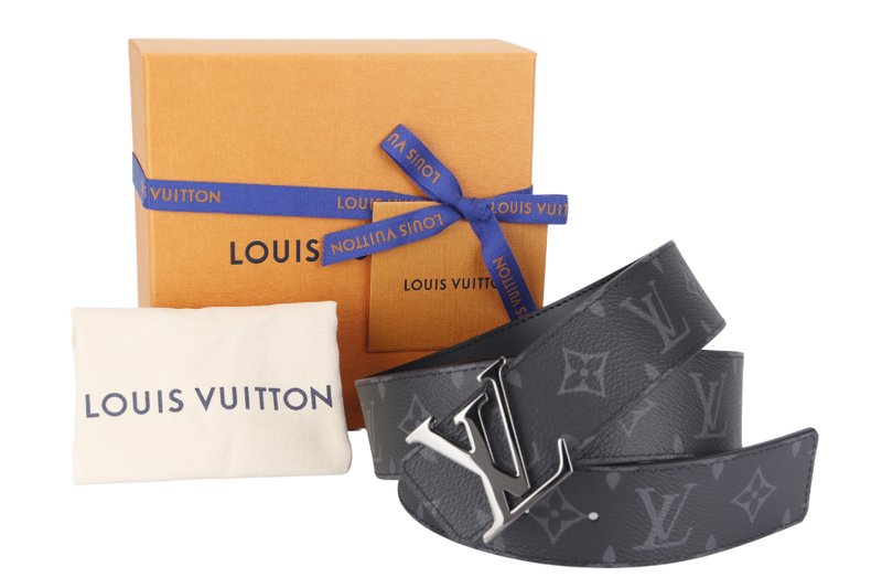 LOUIS VUITTON  INITIALES BELT (M9043) MONOGRAM ECLIPSE SILVER HARDWARE WITH DUST COVER AND BOX