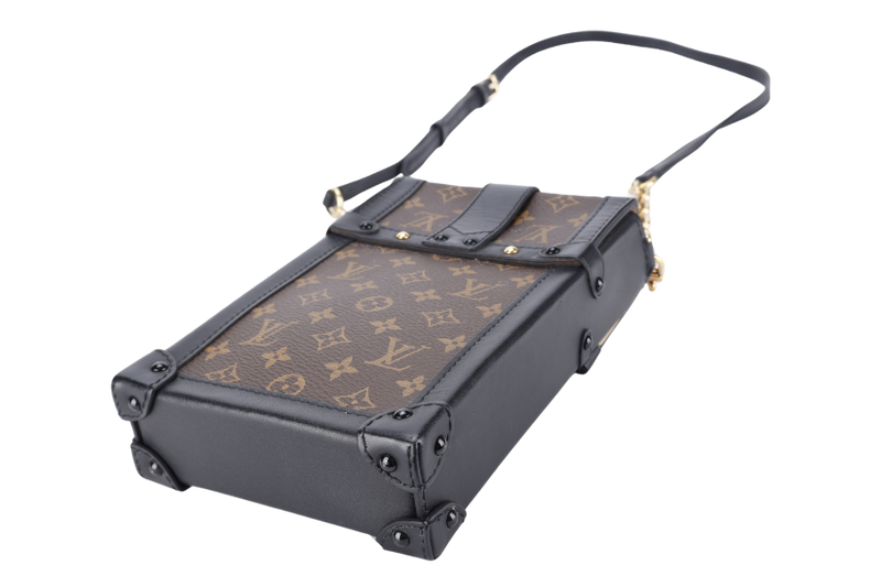 LOUIS VUITTON M63913 POCHETTE TRUNK VERTICALE BROWN MONOGRAM CANVAS GOLD HARDWARE WITH DUST COVER