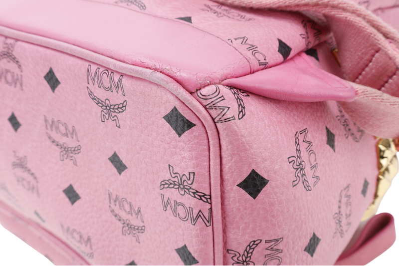 MCM STARK BACKPACK IN PINK VISETORS LEATHER GOLD HARDWARE NO DUST COVER