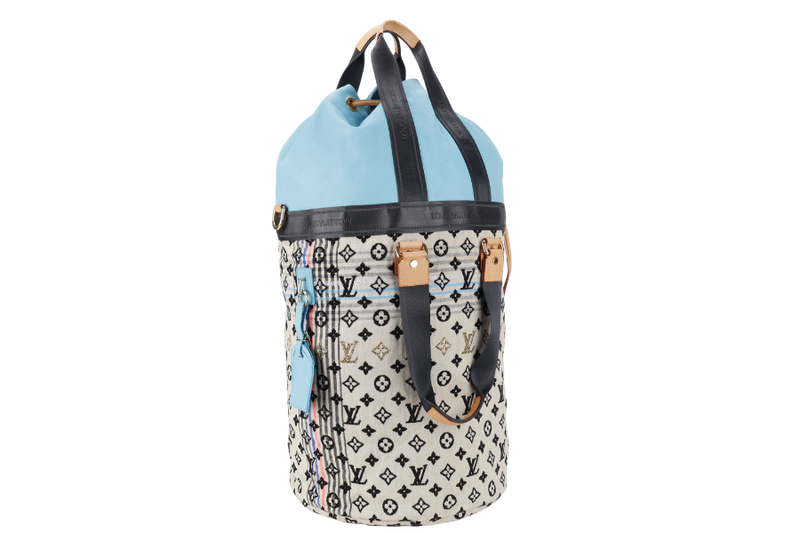 LOUIS VUITTON LIMITED EDITION CHECHE GYPSY BOHEMIAN BAG MONOGRAM BLUE ROUGE SILVER HARDWARE