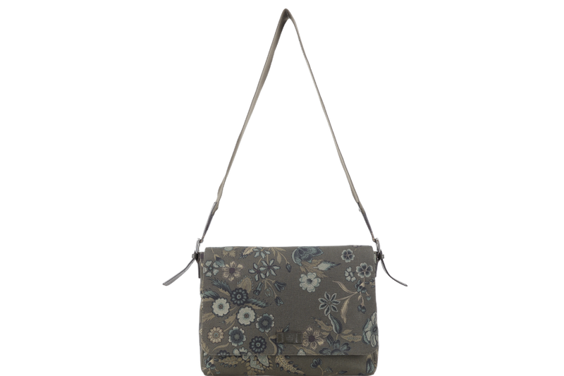 GUCCI FLORAL PRINT GREEN CANVAS MESSENGER BAG SILVER HARDWARE NO DUST COVER