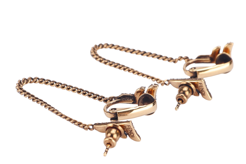 FENDI FF DROP EARRING WITH CLIP AND PIERCE, WITH BOX