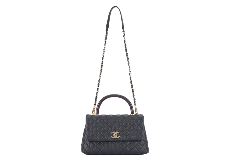 CHANEL COCO HANDLE MEDUM (2724xxxx) BLACK CAVIAR GOLD HARDWARE WITH STRAPS, DUST COVER, CARD AND BOX