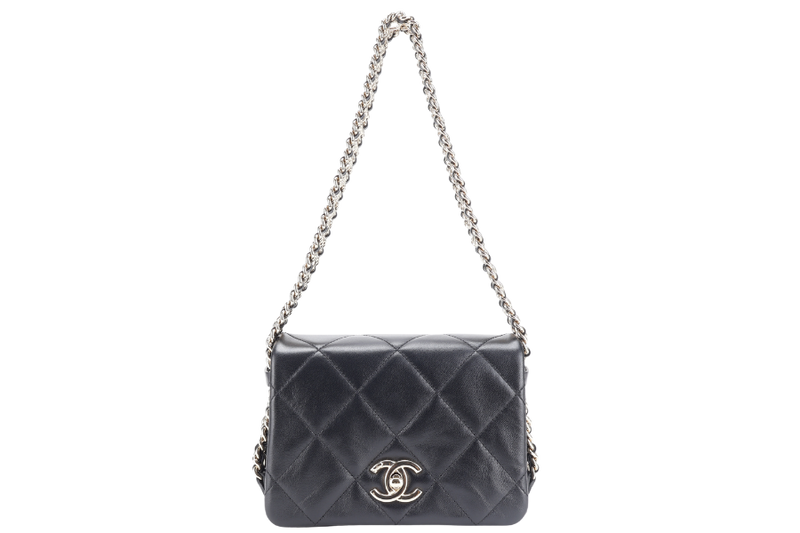CHANEL CHAIN AROUND SHOULDER BAG (NPL1xxxx) BLACK LAMBSKIN GOLD HARDWARE WITH DUST COVER, BOX AND PAPER BAG