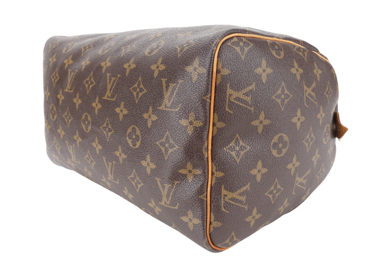 LOUIS VUITTON SPEEDY 30 MONOGRAM CANVAS GOLD HARDWARE WITH KEYS AND PADLOCK