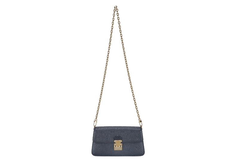 LOUIS VUITTON WOC METIS METALLIC GRAY MONOGRAM EMPREINTE LEATHER GOLD HARDWARE (2023) WITH CHAIN STRAPS, DUST COVER AND BOX