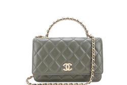 CHANEL PICK ME UP TOP HANDLE WOC GREEN LAMBSKIN GOLD HARDWARE (P45Txxxx) WITH DUST COVER, BOX AND PAPER BAG