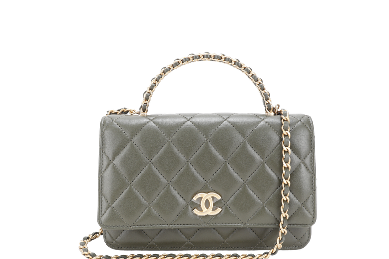 CHANEL PICK ME UP TOP HANDLE WOC GREEN LAMBSKIN GOLD HARDWARE (P45Txxxx) WITH DUST COVER, BOX AND PAPER BAG