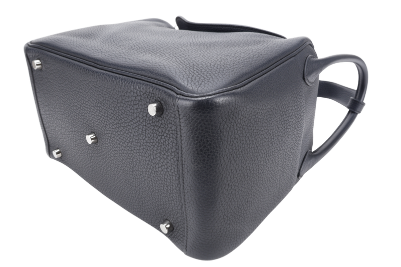HERMES LINDY 30 BLACK CLEMENCE LEATHER PALLADIUM HARDWARE [STAMP X ( YEAR 2016)] WITH DUST COVER