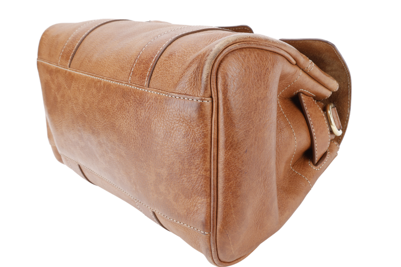 MULBERRY BAYSWATER SMALL BROWN LEATHER GOLD HARDWARE WITH LEATHER STRAPS AND DUST COVER