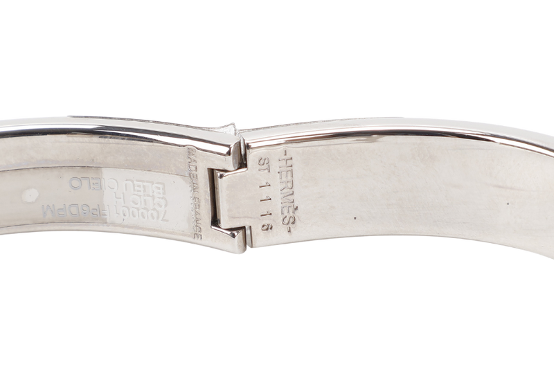 HERMES CLIC CLAC 1CM PM SIZE BLUE CIELO SILVER HARDWARE WITH BOX