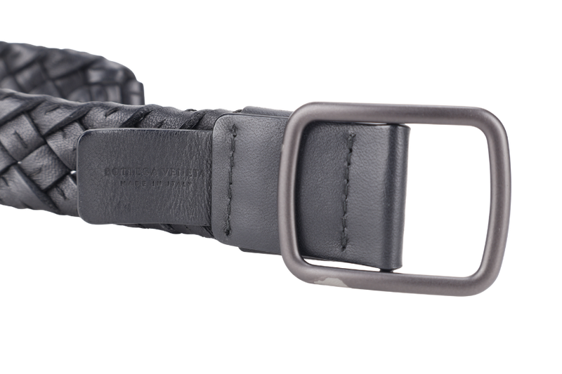 BOTTEGA VENETA BLACK BELT IN BLACK RUTHENIUM HARDWARE WITH DUST COVER