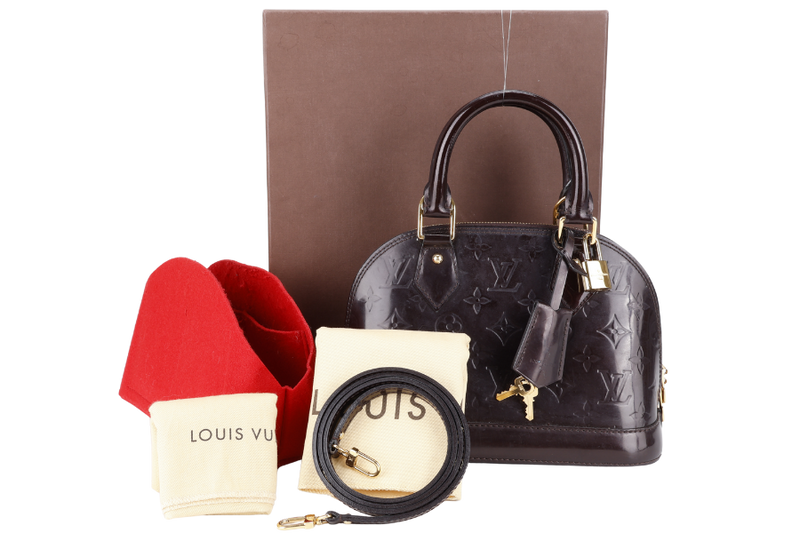 LOUIS VUITTON ALMA BB AMARANTE VERNIS (M12173) GOLD HARDWARE WITH LOCK&KEYS , DUST COVER, STRAPS AND BOX