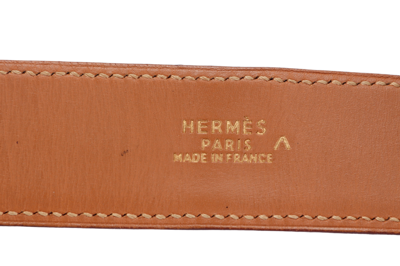 (Exotic) Hermes Brown Porosus Croc Bracelet with Gold Medor Stud, no Dust Cover & Box