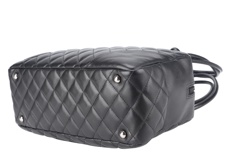CHANEL VINTAGE CAMBON BOWLER BAG BLACK LAMBSKIN 1023xxxx WITH DUST COVER