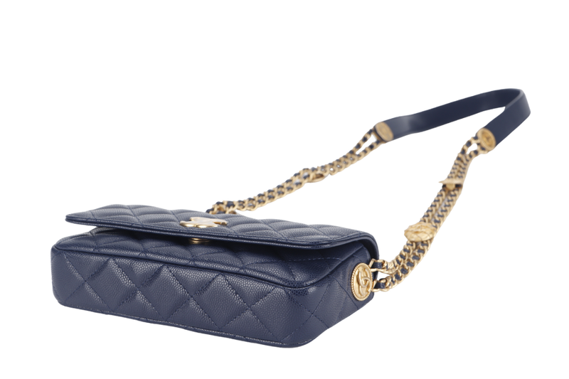 CHANEL WOC (AP6Jxxxx) NAVY BLUE CAVIAR LEATHER GOLD HARDWARE WITH DUST COVER AND BOX