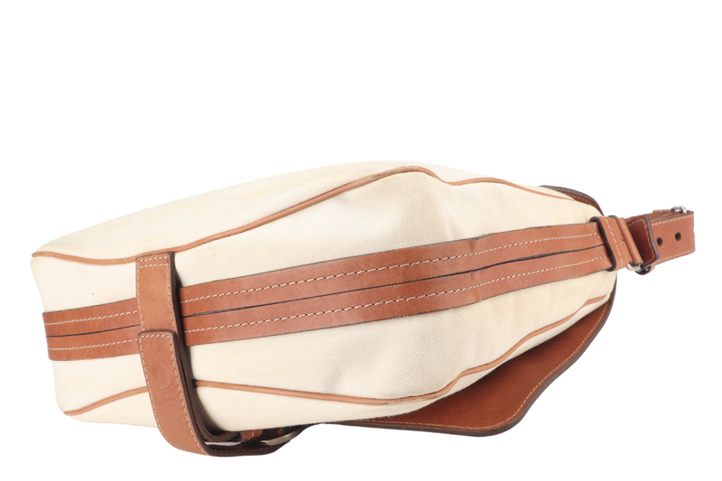 SALVATORE FERRAGAMO MESSENGER BAG SPRING 2012 MENSWEAR BROWN LEATHER WITH CANVAS SILVER HARDWARE NO DUST COVER
