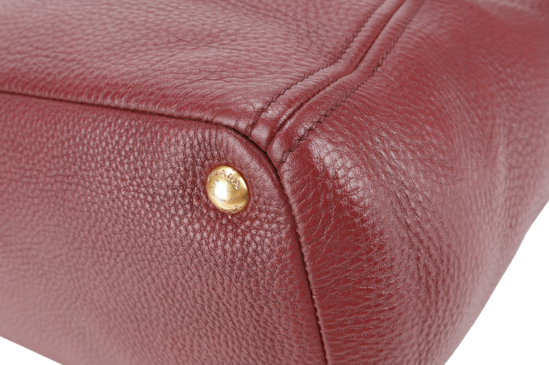 PRADA PINK VITELLO DAINO LEATHER SIDE POCKET TOTE BAG GOLD HARDWARE NO DUST COVER