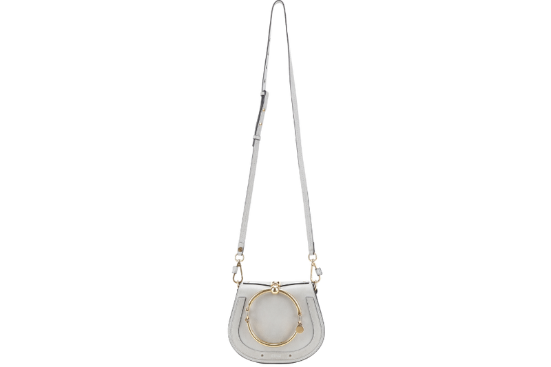 CHLOE NILE BRACELET SHOULDER BAG ETAIN CALF LEATHER GOLD HARDWARE WITH DUST COVER AND STRAPS