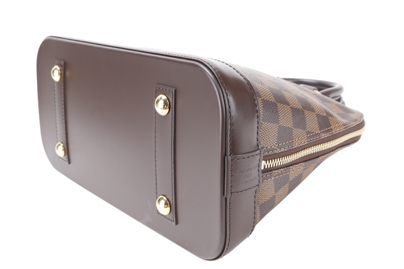 LOUIS VUITTON N53151 ALMA PM DAMIER EBENE CANVAS GOLD HARDWARE WITH LOCK&KEYS, DUST COVER AND BOX