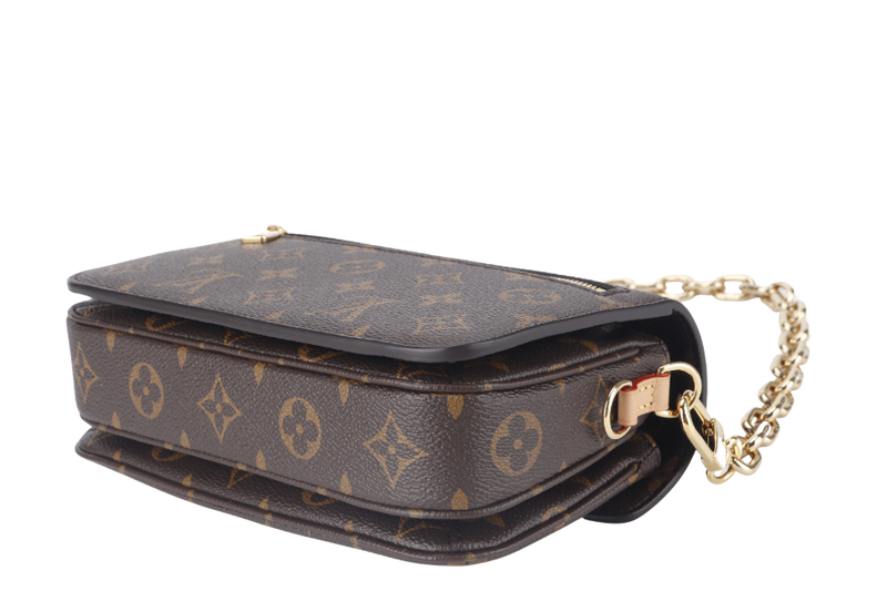 LOUIS VUITTON POCHETTE METIS (M46279) EAST WEST MONOGRAM WITH STRAPS, CHAIN, DUST COVER AND BOX