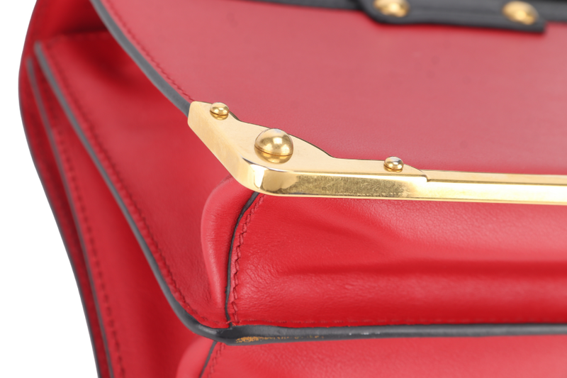 PRADA CAHIER SHOULDER BAG RED, BLACK SAFFIANO LEATHER NO DUST COVER