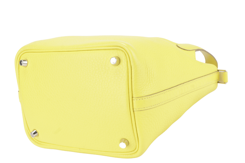 HERMES PICOTIN 18 LIME CLEMENCE LEATHER SILVER HARDWARE STAMP Y (YEAR 2020) WITH LOCK, KEY AND DUST COVER