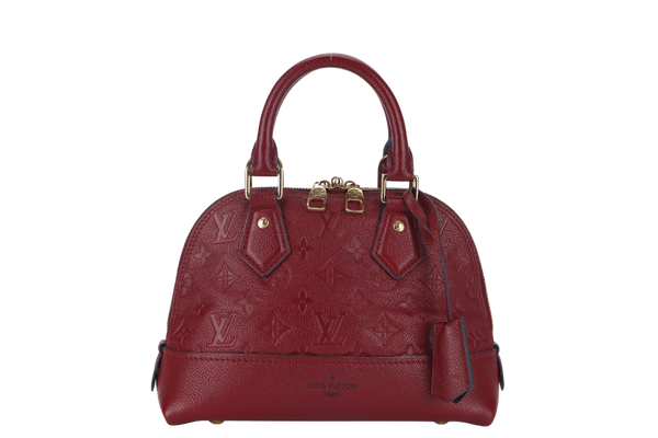 LOUIS VUITTON ALMA NEO BB (M44829) CHERRY BERRY EMPREINTE LEATHER GOLD HARDWARE WITH STRAP, LOCK& KEYS, DUST COVER AND BOX