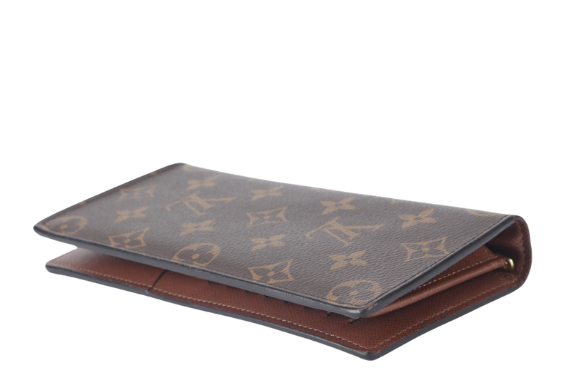 LOUIS VUITTON BRAZZA WALLET (M66540) BROWN MONOGRAM GOLD HARDWARE WITH DUST COVER AND BOX