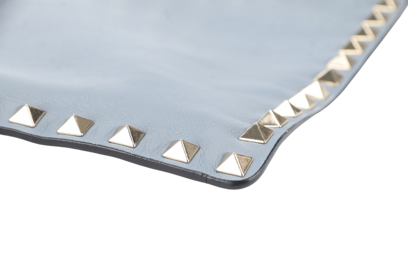 VALENTINO GARAVANI ROCK STUDDED CLUTCH GREY LEATHER NO DUST COVER