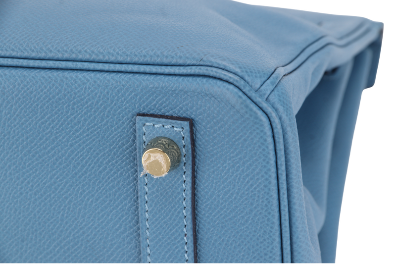HERMES BIRKIN 30 BLUE PARADISE EPSOM GOLD HARDWARE STAMP C (YEAR 2018) WITH KEYS, LOCK, RAINCOAT AND DUST COVER