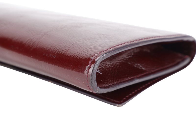 YSL BELLE DE JOUR BURGUNDY CRACKING PATENT CLUTCH NO DUST COVER