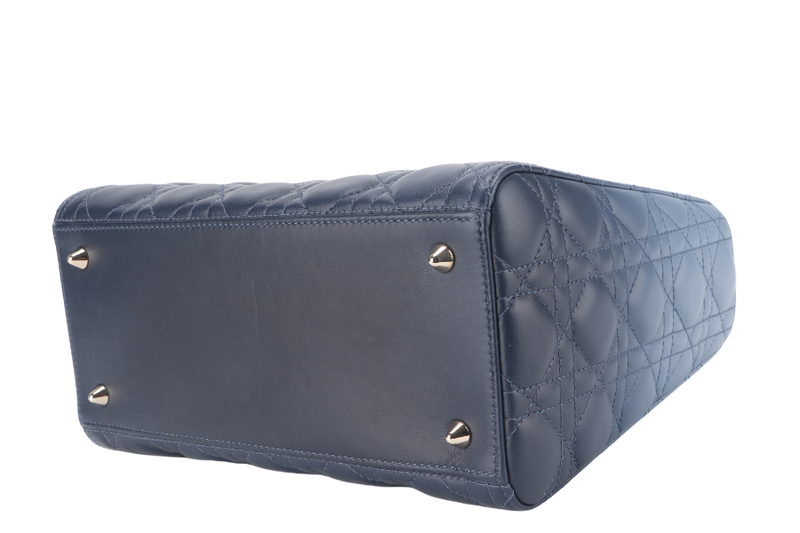 CHRISTIAN DIOR LADY DIOR MEDIUM BLUE GRADIENT SILVER HARDWARE WITH CARD, STRAPS AND DUST COVER