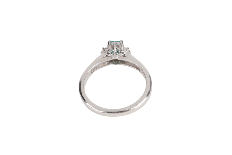 0.24CT EMERALD 0.15CT DIAMOND RING PT900 PGL CERT 241954 WITH BOX