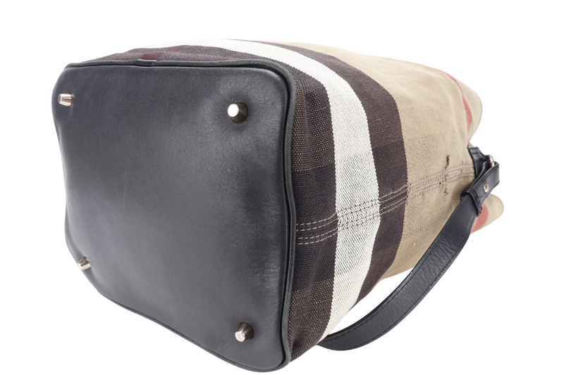 BURBERRY ASHBY MEDIUM CHECKED BUCKET CANVAS WITH DUST COVER