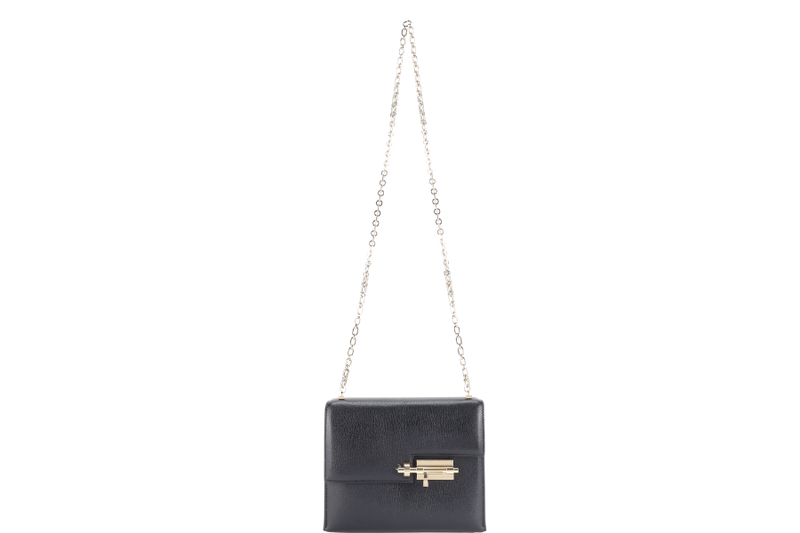 HERMES MINI VERROU CHAIN BLACK CHEVRE GOLD HARDWARE STAMP Y (YEAR 2020) WITH DUST COVER, BOX AND FELT COVER