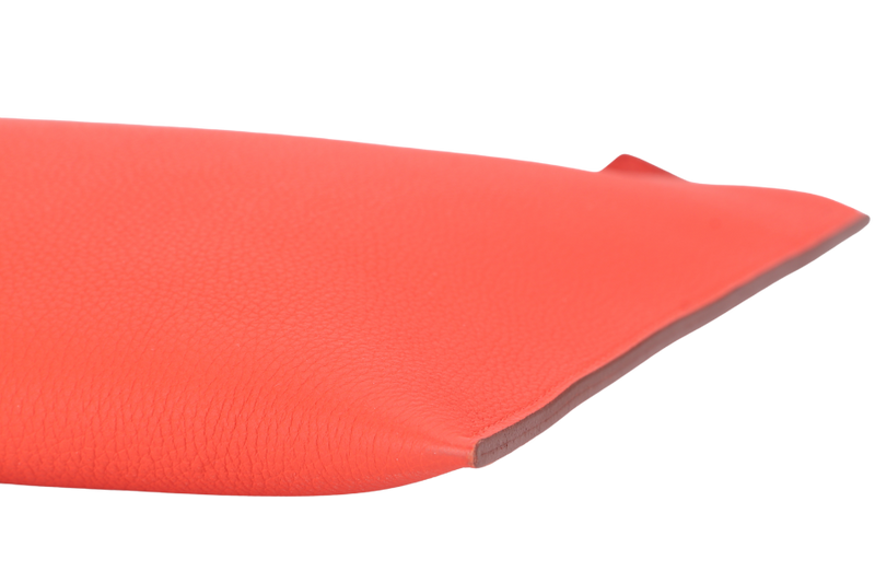 HERMES BAZAR CLUTCH EVERCOLOR POPPY ORANGE COLOR STAMP X (YEAR 2016) NO DUST COVER
