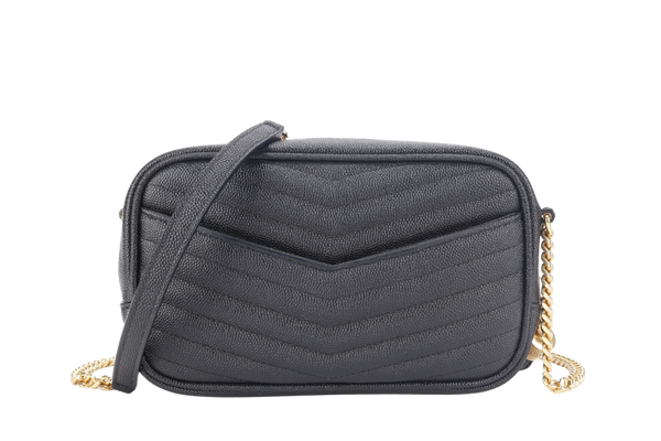 YVES SAINT LAURENT (YSL) MINI LOU CAMERA BAG BLACK CAVIAR LEATHER CROSSBODY GOLD HARDWARE WITH DUST COVER AND BOX
