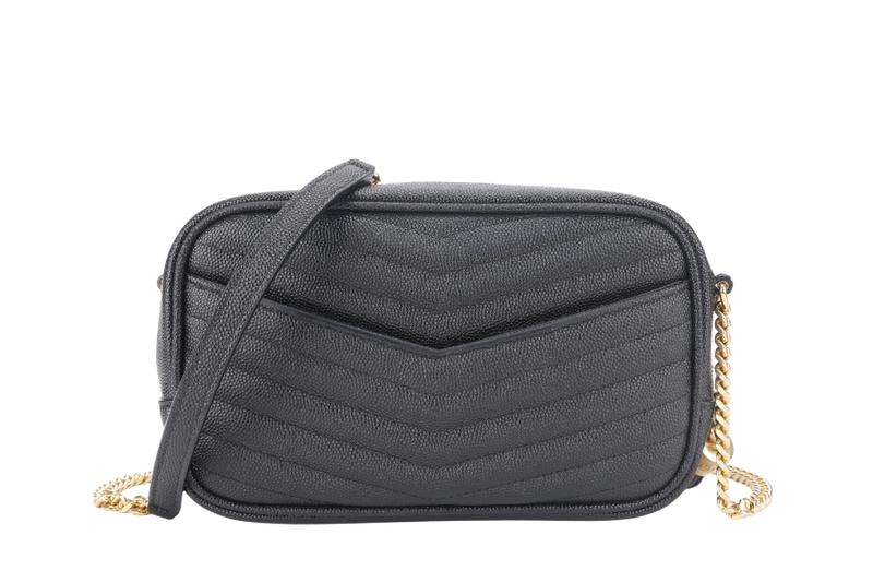 YVES SAINT LAURENT (YSL) MINI LOU CAMERA BAG BLACK CAVIAR LEATHER CROSSBODY GOLD HARDWARE WITH DUST COVER AND BOX