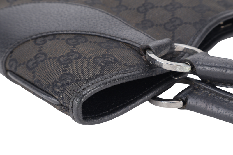 GUCCI BLACK CANVAS TOTE BAG SILVER HARDWARE NO DUST COVER