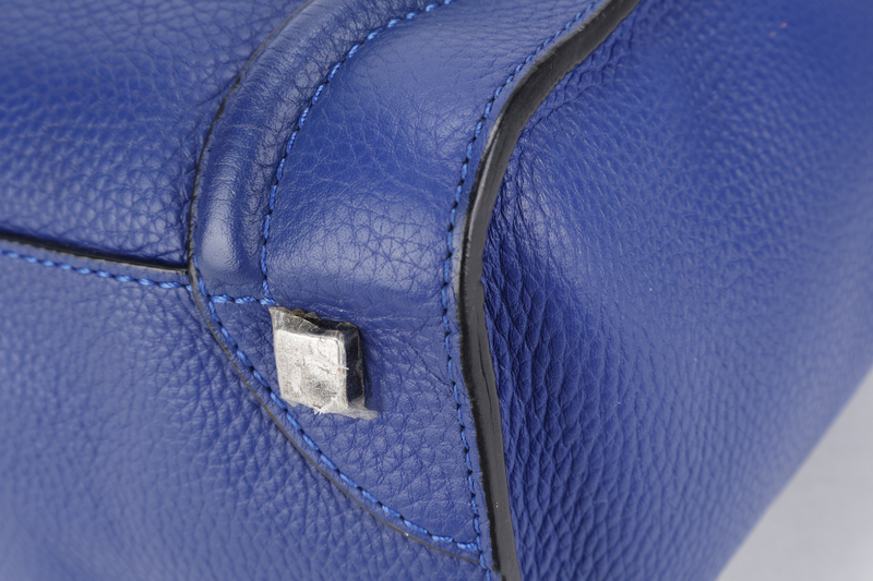 CELINE LUGGAGE TOTE BAG MICRO BLUE CALF LEATHER SILVER HARDWARE NO DUST COVER