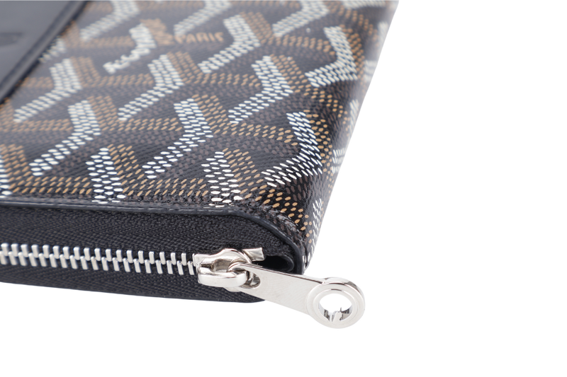 GOYARD MATIGNON ZIP AROUND MINI WALLET BLACK SILVER HARDWARE NO DUST COVER