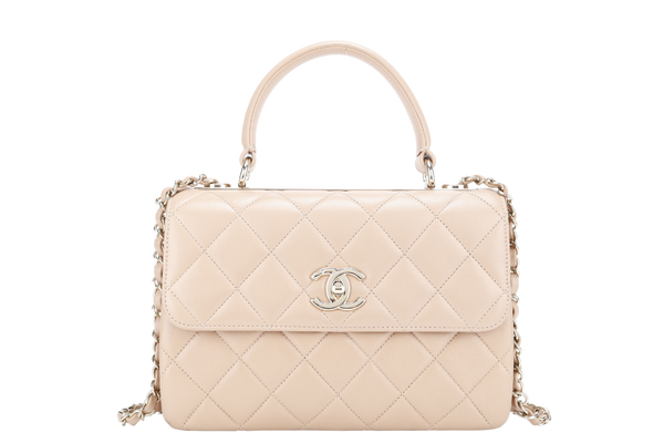 CHANEL TRENDY CC (AXCKxxxx) SMALL BEIGE LAMBSKIN GOLD HARDWARE WITH DUST COVER AND BOX