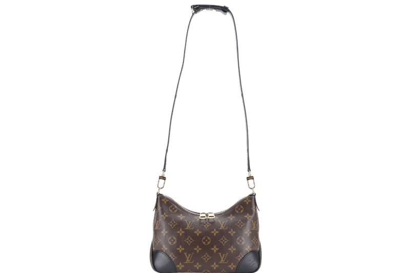 LOUIS VUITTON M45831 BOULOGNE PM MONOGRAM COATED CANVAS GOLD HARDWARE WITH DUST COVER AND BOX