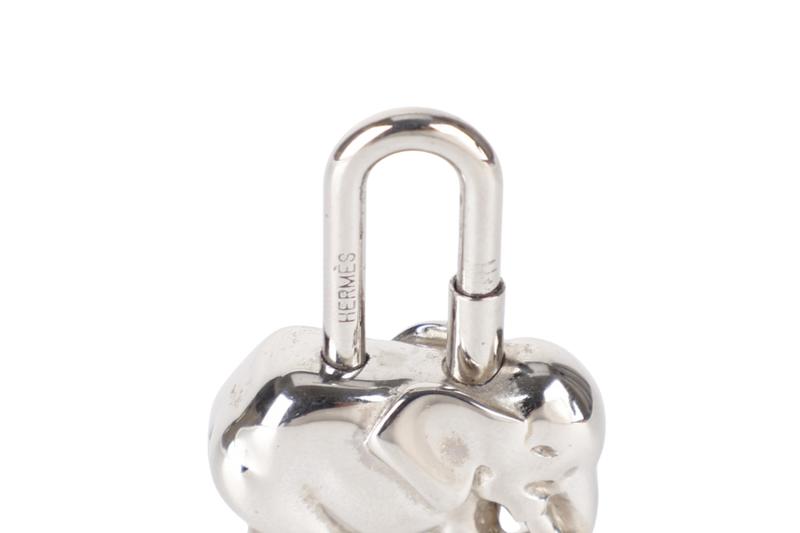 HERMES SILVER ELEPHANT LOCK WITH BOX