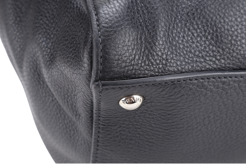 PRADA TOTE BAG BLACK LEATHER GOLD HARDWARE NO DUST COVER